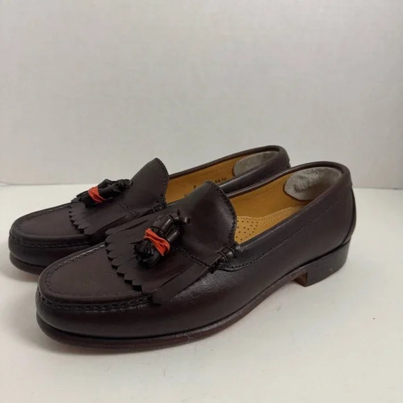 NWOT Alden Brown Leather Loafers with Tassels - Picture 4 of 9